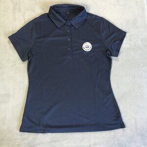 NWT Yonsei University Womens Large Polo Shirt Short Sleeve Navy Blue Lightweight